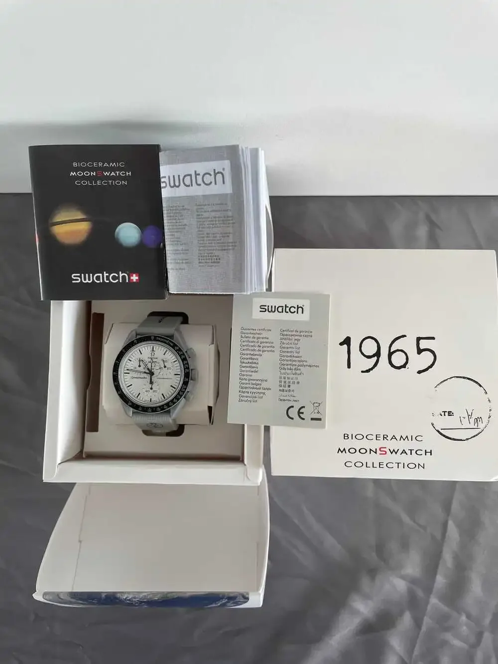 NWOT Men's OMEGA x Swatch Moonswatch 1965 Mission Grey Watch